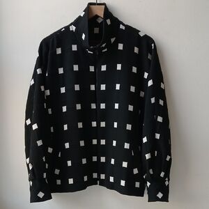 Babette Bomber Jacket Black White Print Women's Large